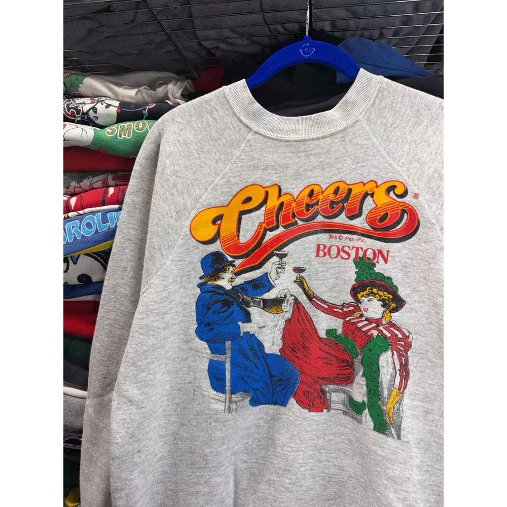 Vintage Cheers Boston Sweatshirt Mens Medium Gray Discus Athletic Made in USA